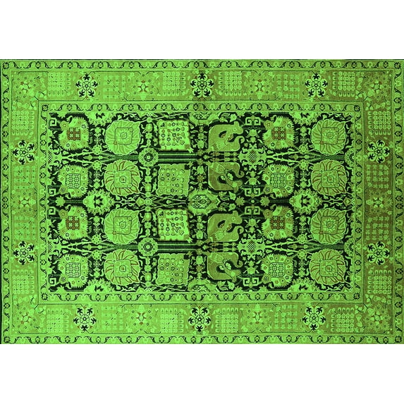 Ahgly Company Indoor Rectangle Oriental Green Industrial Area Rugs, 3' x 5'