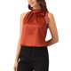 thumbnail image 4 of INSPIRAR CHIC Blusas de Trabajo Sin Mangas de Satén para Mujeres con Lazo en el Cuello Color Sólido M Rojo, 4 of 6