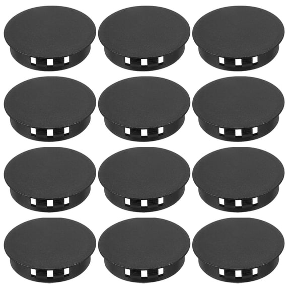 Uxcell 42mm/1-5/8" Plastic Hole Plugs, Flush Type Round Plug Snap in Locking Screw Hole Covers Black 12 Pcs
