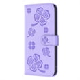 thumbnail image 3 of SaniMore for Samsung Galaxy S24 Wallet Case, PU Leather Embossed Flower Adjustable Stand Card Slots Cash Pocket Business Shell Styllish Full Protective Shockproof Anti-drop TPU Retro Design, Purple, 3 of 9