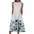 thumbnail image 2 of Lenago Robes d'Été Grande Taille pour Femmes Mode Femmes Imprimés Confortables d'Été Col Rond Poches pour Dames Robe Sans Manches Fête Plage Robes en Liquidation, 2 of 5