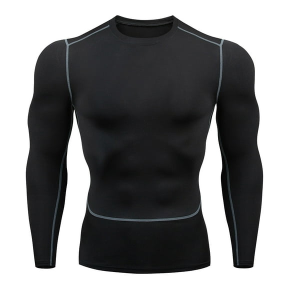 Yoodem Men's T-shirts Mens Shirts Mens Fitness Long Sleeve Running Sports T Shirt Men Thermal Muscle Athletic Gym Compression Clothes Shirts for Men y Black M