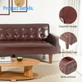 thumbnail image 2 of Aukfa 75" Button-Tufted Futon Convertible Sofa Bed for Home Office, Leather, Red Brown, 2 of 9