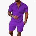 thumbnail image 2 of Men Outfits 2 Piece Stylish Lightweight Cool T-Shirt and Shorts Stretch Classic Slim Fit Sports Track Suits Beach Summer Clothing Purple Size Purple, 2 of 6
