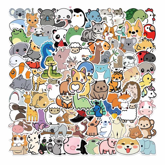 100 dibujos animados naturaleza animales colección doodle pegatinas