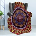 thumbnail image 4 of Mandala Soft Flannel Fleece Throw Blanket, Vintage Style Wedding Invitation Card with Mandala Motif Flower Illustration, Cozy Plush for Indoor and Outdoor Use, 70" x 90", Maroon and Red, by Ambesonne, 4 of 5