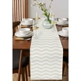 thumbnail image 4 of Cream Striped Table Runner 36 Inches, Modern Abstract Water Ripple Solid Color Bed Runner Dresser Scarves Tabletop for Indoor Outdoor Parties/Ceremony/Banquet, 13"x 36", 4 of 8