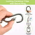 thumbnail image 3 of Swivel Clip, 2Pcs Stainless Steel Leash Swivel Snap Hooks Locking Dog Leash Buckle Quick Release Buckle Anti-Rust Carabiner Clips for Dog Walking Camping Backpack (Silver), 3 of 5