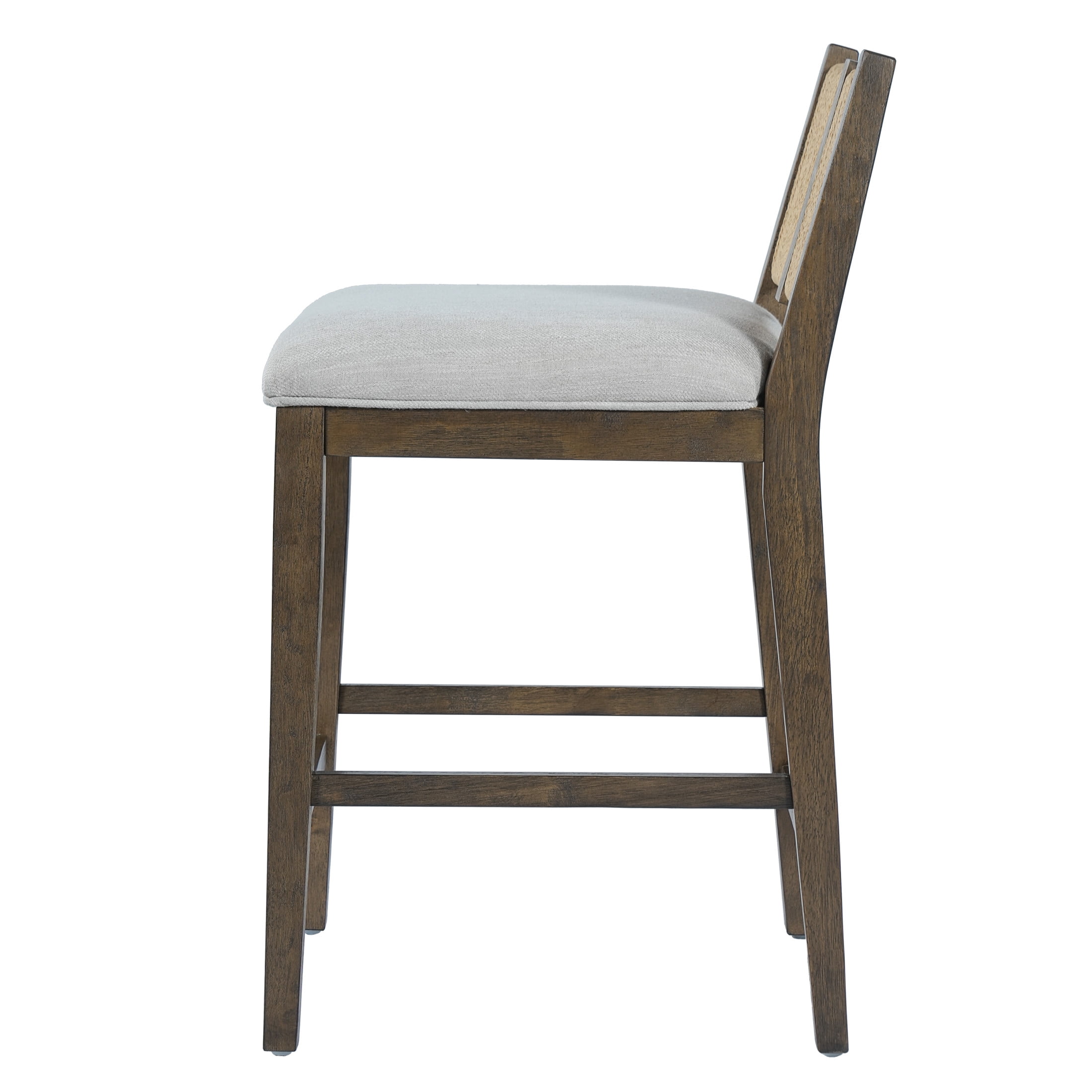 Christopher Knight Home 35.8" Modern Upholstered Counter Stools, Rope Back, Walnut+Beige, Set of 2