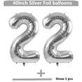 thumbnail image 3 of Globo de aluminio LVMOQIQIU 22º, plateado, número 22, 40 cm, 2 unidades, 3 of 7