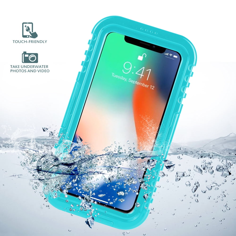 Premium Waterproof Fully Sealed Hard Case For Apple iPhone XS / iPhone X With Protective Cover And Shockproof Protection (Aqua)