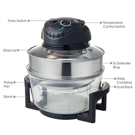 Hometech 12 Quart 1200W Halogen Convection Countertop Oven (Matt Black