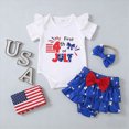 thumbnail image 2 of Paguaki Baby Girl Clothes Independence Day Printed Short Sleeve Romper And Skirt 3-Piece Set With Headband Comfortable Fourth Of July Outfit, 2 of 6