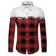 thumbnail image 1 of Camisa de hombre con copos de nieve 2024, solapa con botones, manga larga, cuadros rojos de Claus, estampado HD, cómoda y suave, 1 of 6