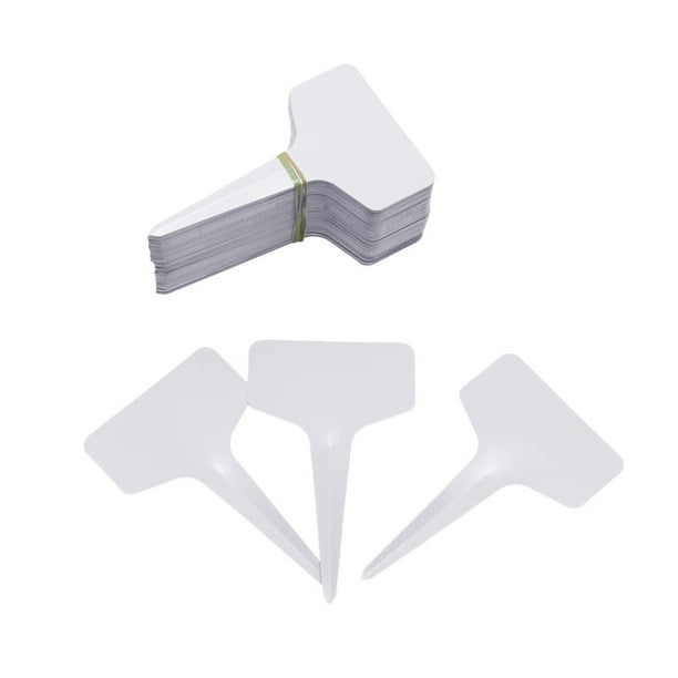 100 etiquetas de plástico tipo T para plantas, 6 x 10 cm, impermeables, reutilizables y fáciles de escribir, para etiquetar plántulas en viveros y jardines