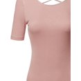 thumbnail image 3 of FashionOutfit Women's Solid Soft Stretch Short Sleeve Cross Strap Back T-shirt Top, 3 of 3
