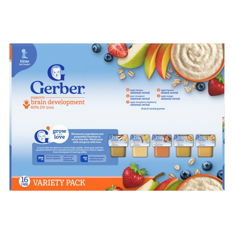 Gerber 2nd Foods Fruit Cereal Puree Favorites Baby Food, Variety