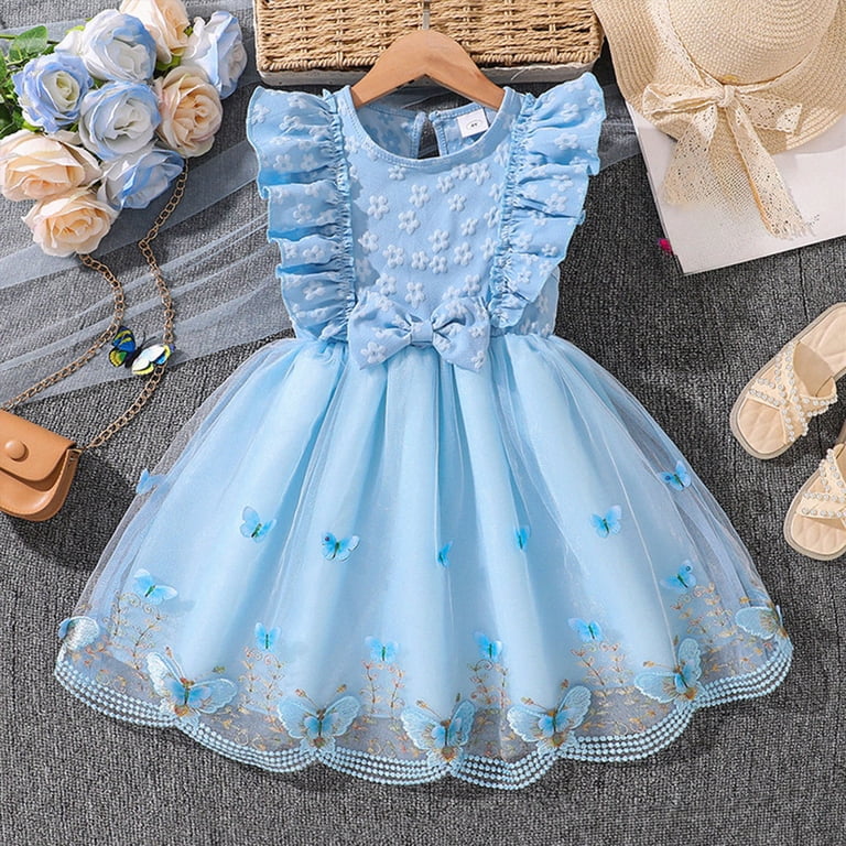 birthday dress 5t uublik Birthday Dresses for Girls Size 5T-16 Sleeveless Tulle Dresses Kids Birthday Formal Wedding Pageant Princess Dress Light Blue