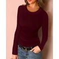 thumbnail image 2 of Womens Ribbed Crewneck Long Sleeve Shirts Slim Fit Basic Tunic Tops Tees, 2 of 4