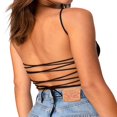 thumbnail image 4 of Women Summer Backless Bandage Cami Spaghetti Strap Cropped Top, 4 of 6