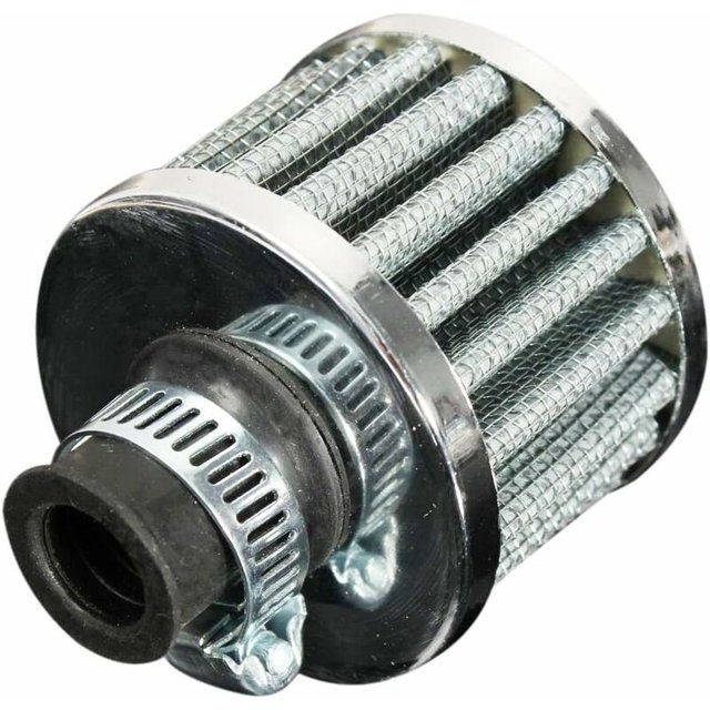 Filtro de respiradero de aceite de 12 mm x 50 mm x 56 mm, cárter de motor de combustible de aire frío apto para coche, plateado