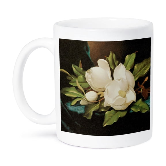 3dRose, Giant Magnolias on a Blue Velvet Cloth by Martin Johnson Heade Still Life , 15oz Mug
