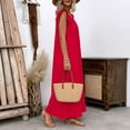 thumbnail image 5 of ClodeEU Women's Round Neck Ruffle Cap Sleeve Maxi Dress, Casual Loose Fit Dress Red,Women's Plus XL, 5 of 8