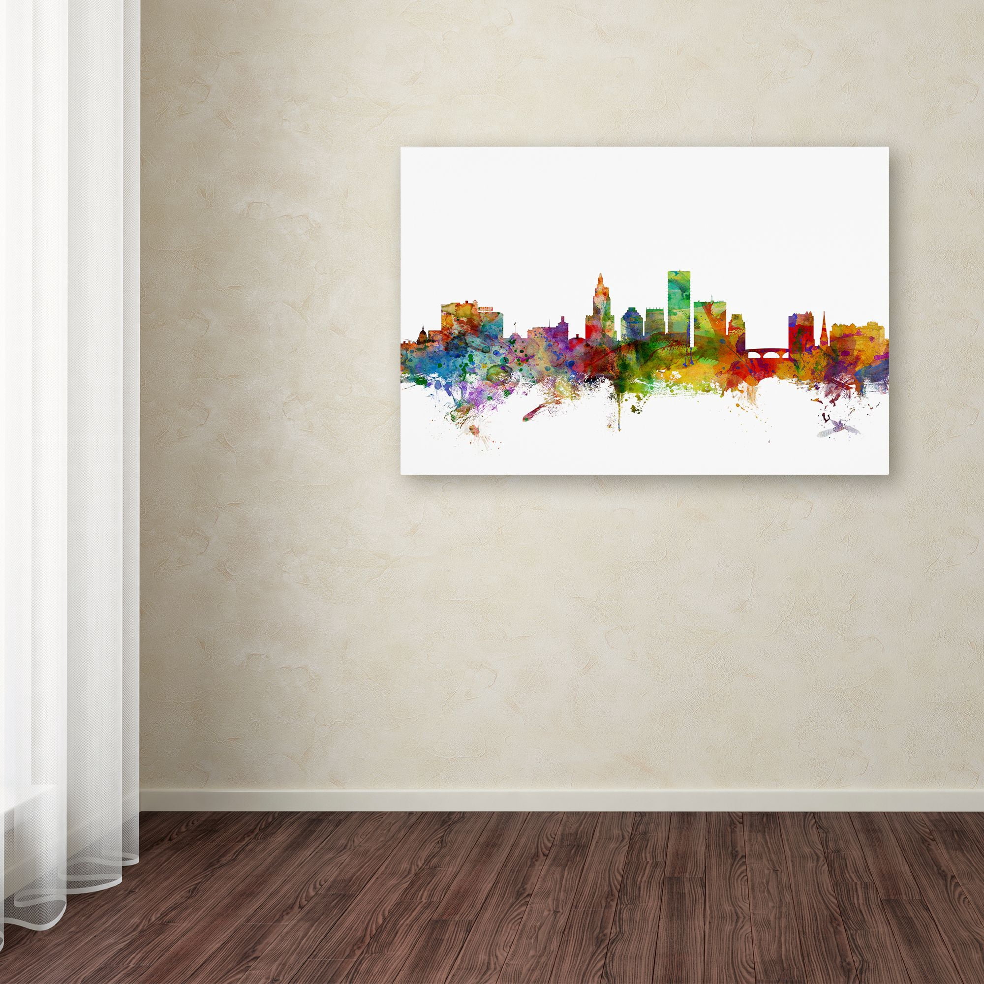Trademark Fine Art "Providence Rhode Island Skyline" Canvas Art by Michael Tompsett