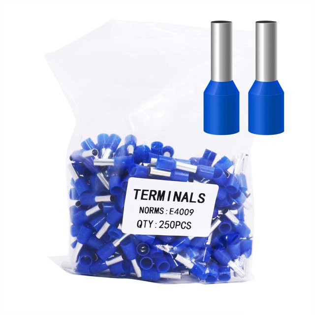 Fidioto AWG12 Terminales de casquillos de alambre 250 piezas AWG12 Conector de terminal Cable aislado Cable Pin Extremos Terminales para sistema de control de energía de la industria química industria