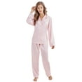 thumbnail image 2 of Tony & Candice Women's Classic Satin Pajama Set Adult Sleepwear (S,Light Pink), 2 of 4