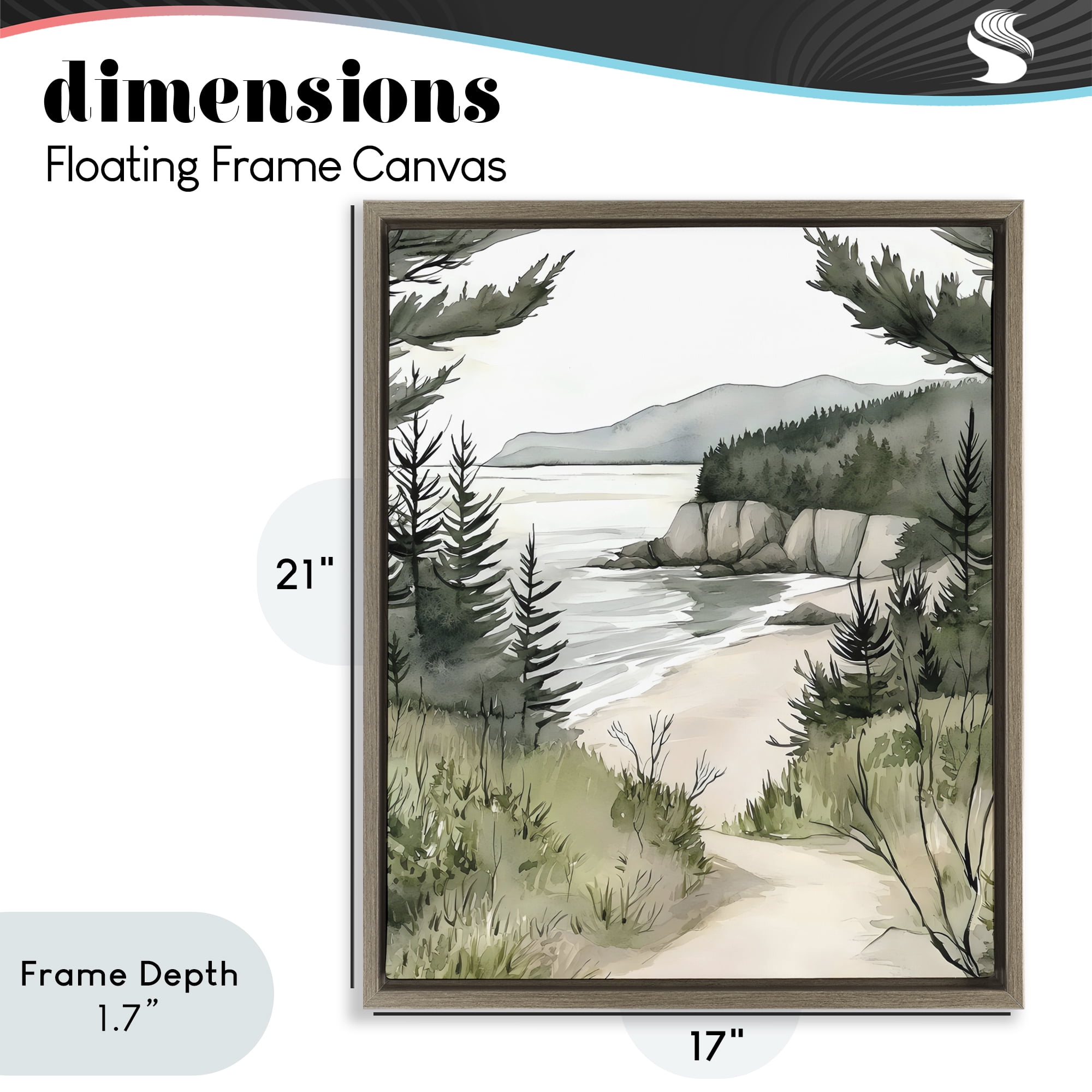 Stupell Industries Coastal Calm Winding Path Brown Framed Floater Canvas Wall Art, design by Riley B