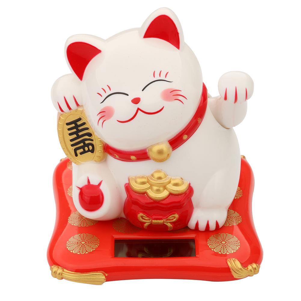 2.5 inch Cute Shaking Hands Solar Lucky Fortune Cat Wealth Waving Figurines #EB 