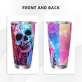 thumbnail image 3 of Bingfone Neon Skull With Milkshake for 20 Oz Stainless Steel Travel Mug Double Wall Water Coffee Cup for Home,Office, Outdoor Works Great for Ice Drinks and Hot Beverage-Straw Three-piece Set, 3 of 8