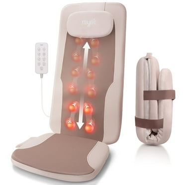Mynt Back Massager with Heat, Foldable Shiatsu Seat Massage Cushion for Home/Office, Brown