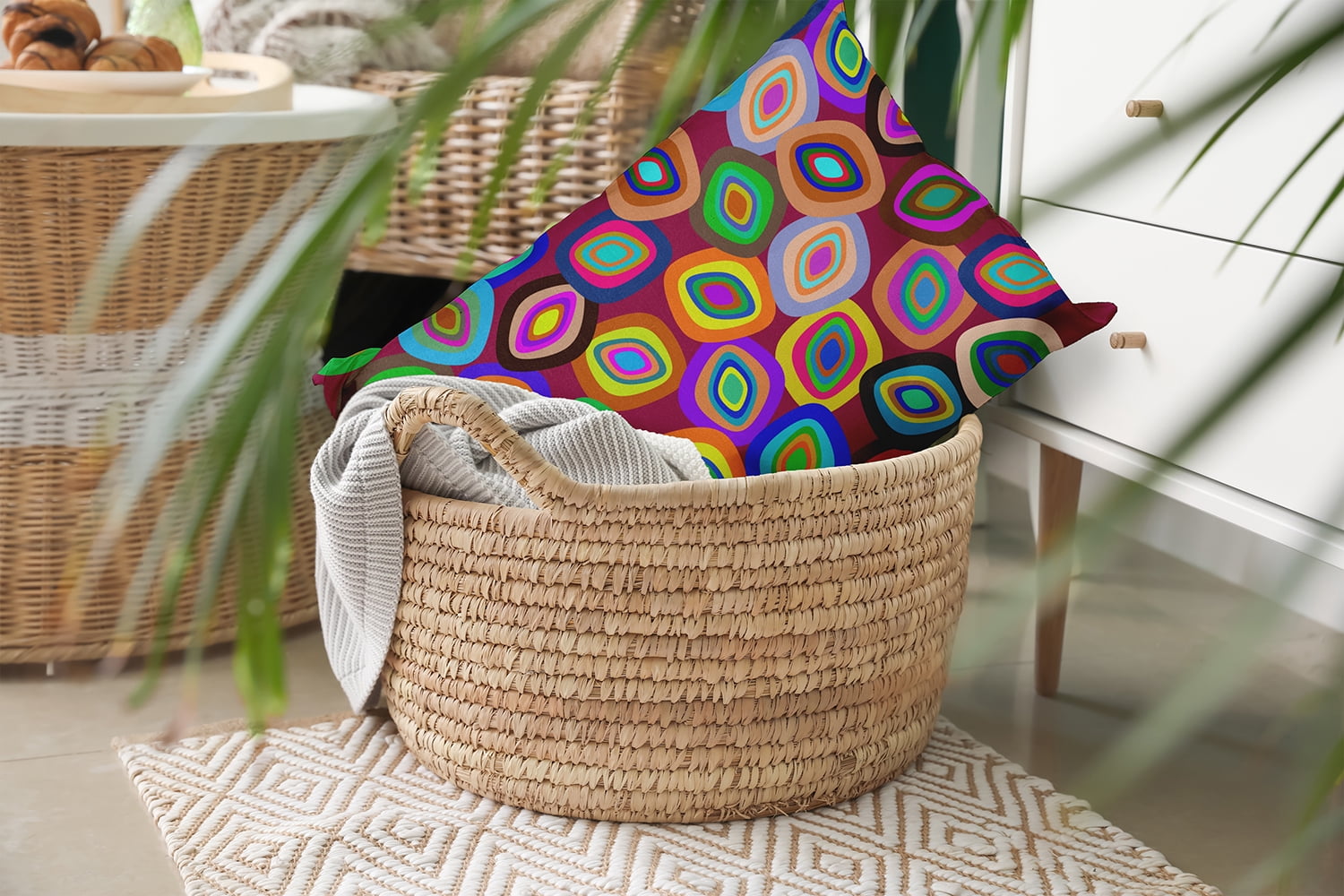 20" x 14" Simply Daisy Modern Leaf Pile Polyester Indoor/Outdoor Pillow, Multi Qty 1