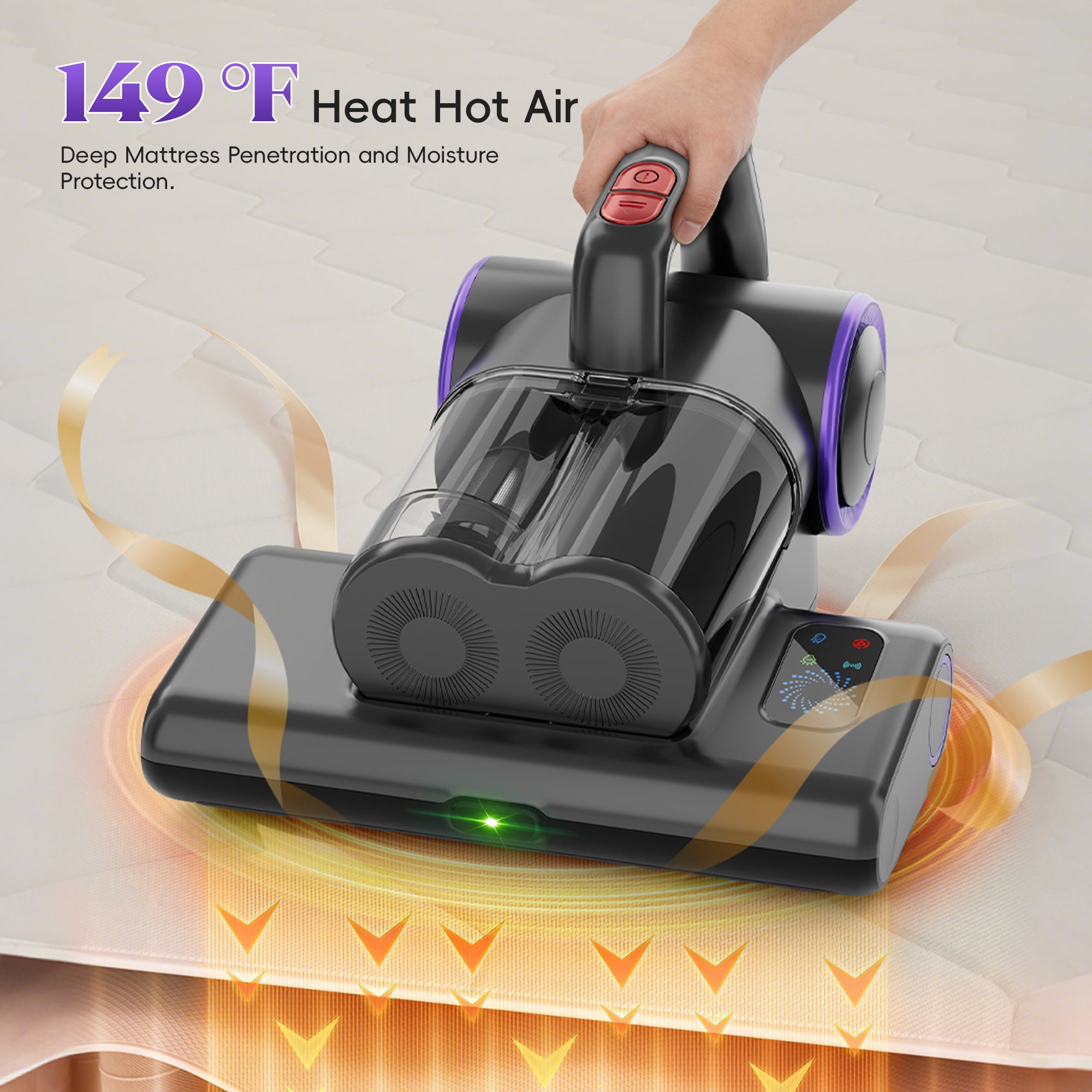 WHALLULTRA Mattress Vacuum Cleaner with 253.7nm UV-C Light, Bed Mattress Vacuum Cleaner , Hepa Filter & Ultrasonic, Handheld Vacuum Corded for Bed, Sofa, Couch, Crib