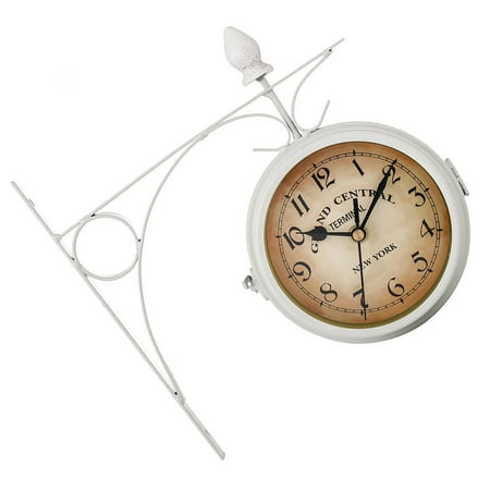 Antique Industrial Double Faced Wall Clock, Weatherproof Metal Design for Garden Living Room Indoor