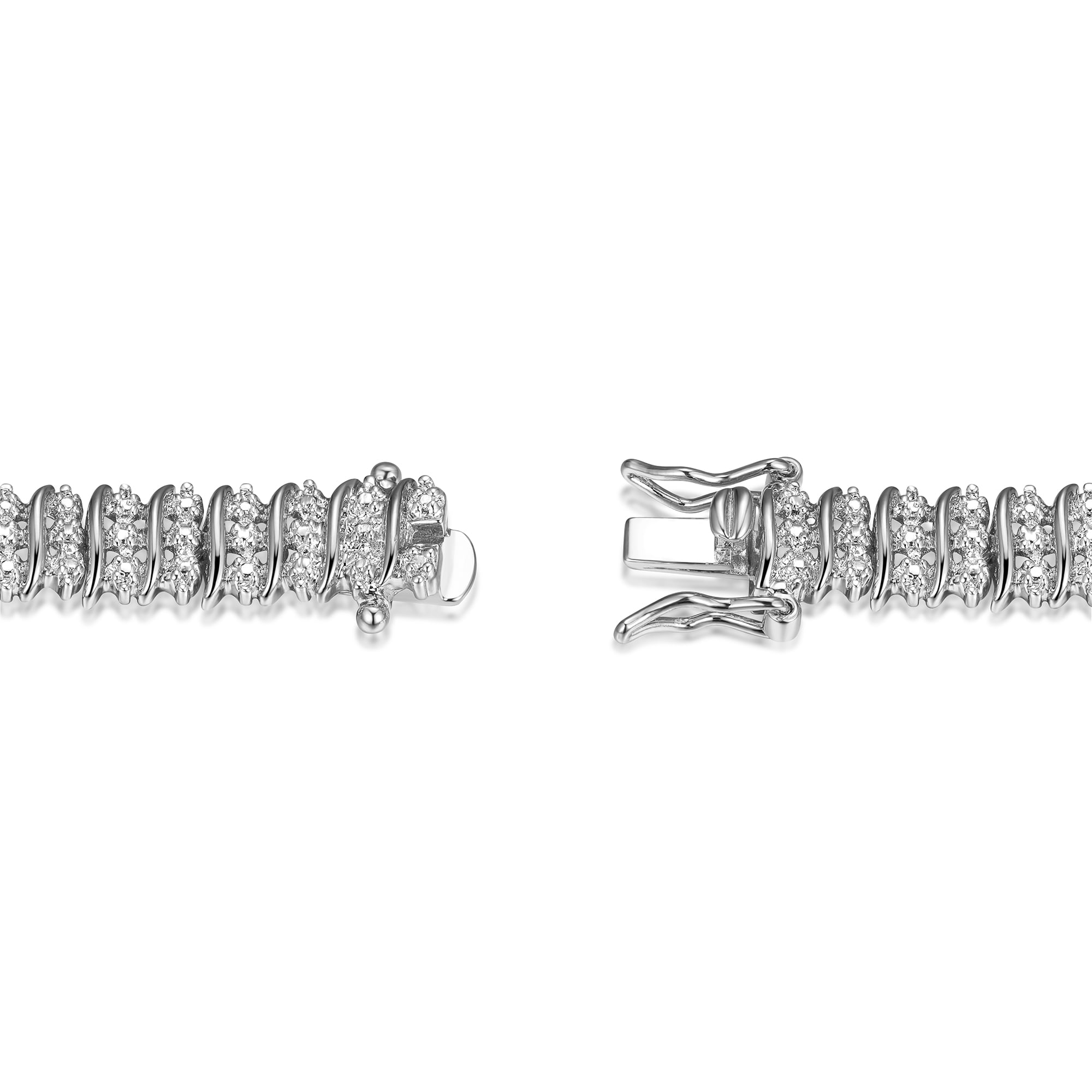 Morgan & Paige Diamond Accent Triple Row 7.25” Tennis Bracelet in Sterling Silver, Adult Female