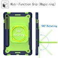 thumbnail image 4 of Kids Durable Handle Case for Samsung Galaxy Tab S9/S9 FE, Silicone PC Heavy Duty Protection 360 Rotating Ring Stand/Adjustable Shoulder Strap for Samsung Galaxy Tab S9/S9 FE, Navy+Green, 4 of 8