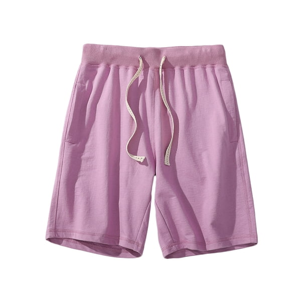 pstuiky Pantalones cortos para hombre, Pantalones cortos casuales de moda para hombre con cordón, cintura elástica, bolsillos laterales lisos Pantalones cortos deportivos para hombre