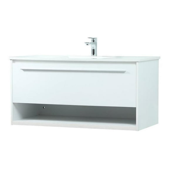 Elegant Decor Roman 40" Aluminum Alloy MDF Single Bathroom Vanity in White