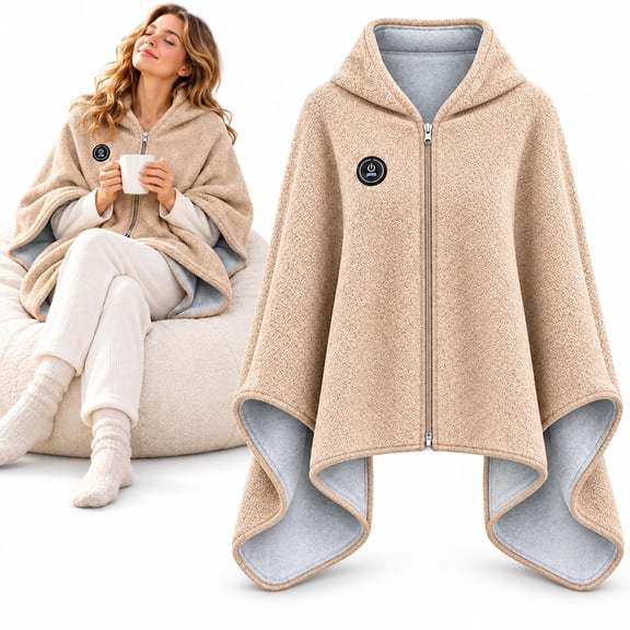 Emberante Cozy Heated Hoodie, Heated Shawl Wraps For Women, 3 Heat Settings