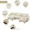 thumbnail image 5 of TUANLUO 130" Oversized U-Shape Sectional Couch for Living Room, Modular Sectional Sofa with Ottoman, Velvet 3-Seater Sofa Tufted Couch with Round Armrests, Cream, 5 of 9
