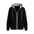 thumbnail image 5 of Hurxie Women's Zip Up Y2K Hoodies Casual Long Sleeve Sweatshirts Fall Winter Track Jackets with Pockets Black,M, 5 of 7