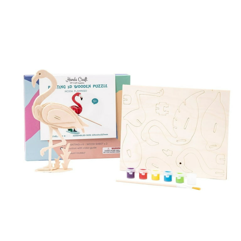 Flamingo Circle Paint Kit, DIY Wood Cutout, Video Tutorial and Instructions