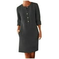 thumbnail image 1 of Robes pour Femmes Robe Décontractée à Manches Longues Couleur Unie Pull Ample Noir L, 1 of 5