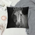 thumbnail image 2 of Horse Black and White' Animal Throw Cushion Pillow Cover for Living Room, Sofa, 2 of 5