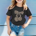 thumbnail image 2 of CONZONE Girls Summer Tops Short Sleeve Leopard Cherry Graphic Tshirts For Girls Crew Neck Soft Toddler T-Shirts Size 3-4 Years Black, 2 of 4