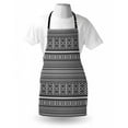thumbnail image 3 of Afghan Apron Traditional Monochrome Herringbone Zigzag Stripes and Rhombuses Tribal Design, Unisex Kitchen Bib Apron with Adjustable Neck for Cooking Baking Gardening, Black and White, by Ambesonne, 3 of 3