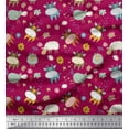 thumbnail image 1 of Soimoi Satin Silk Fabric Floral,Sheep & Hippopotamus Kids Printed Fabric 1 Yard 42 Inch Wide, 1 of 1